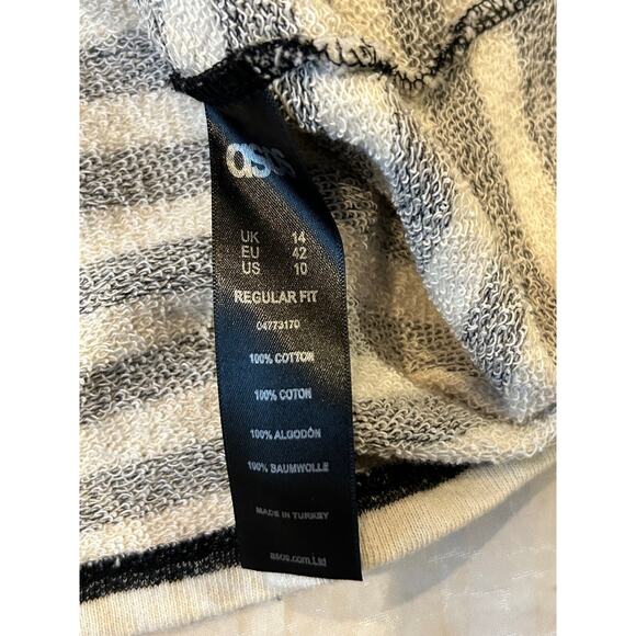 ASOS Striped Mini T Shirt Dress in Size 10 Preppy Nautical White Grey - Picture 7 of 7